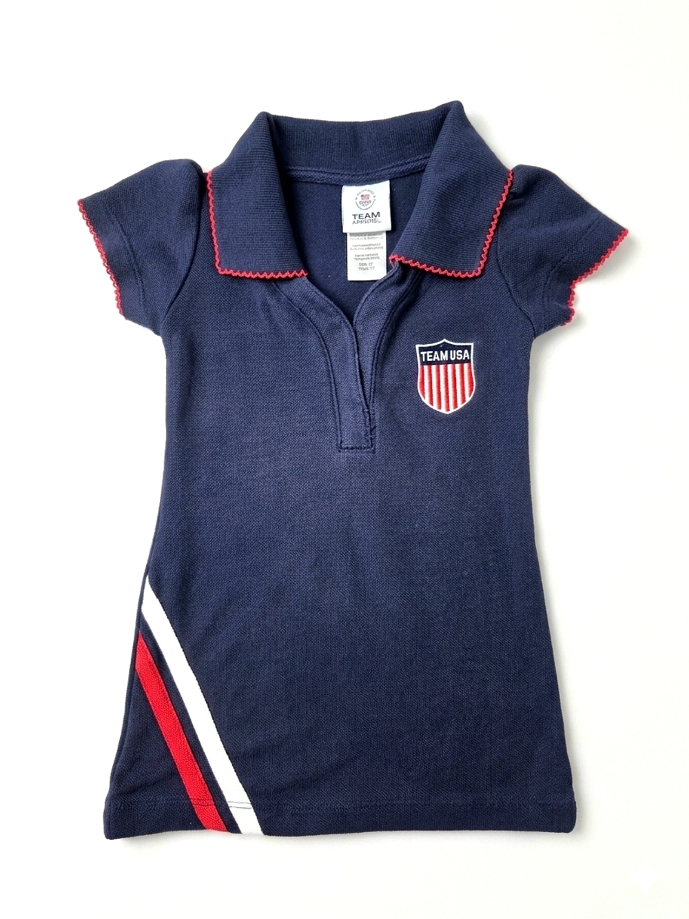 Team USA Patriotic Polo Dress July 4th Americana Ric Rac Navy Blue 2T